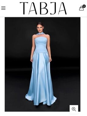 TABJA Sky Blue Satin A-Line Wedding Dress with Draped Back